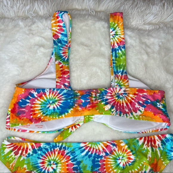 NEW Cabana Del Sol Rainbow Tie Dye Matching Bikini Set Size Large - Picture 4 of 7